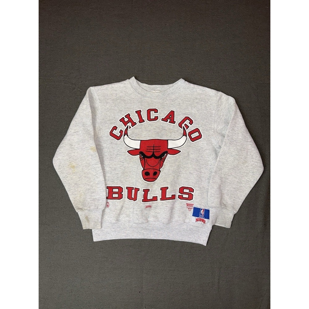 Vintage Chicago Bulls Sweatshirt Youth Large Nutmeg 90s Gray NBA Basketball